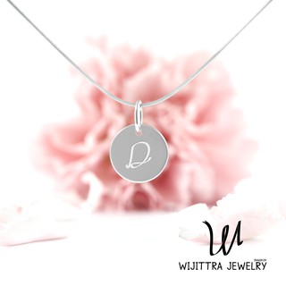 จี้เงิน D Tag |  Wijittra Jewelry | จี้เงินแท้ ตัวอักษร D สร้อยเงินแท้ จี้ 925 ชุบทองคำขาว 18"