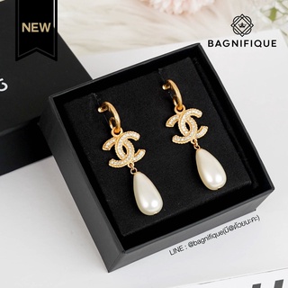 CHANEL EARRING C C LOGO ICONIC FANTASY PEARL GHW 4.50CM