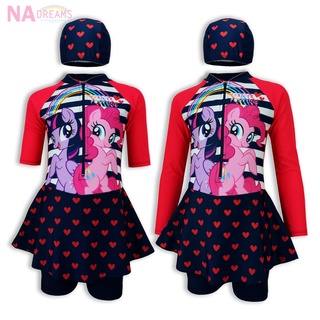 NADreams ชุดว่ายน้ำเด็กผู้หญิง ลายโพนี่ MY LITTLE PONY พร้อมถุงใส่ชุด และ หมวกว่ายน้ำ Girl Swimwear