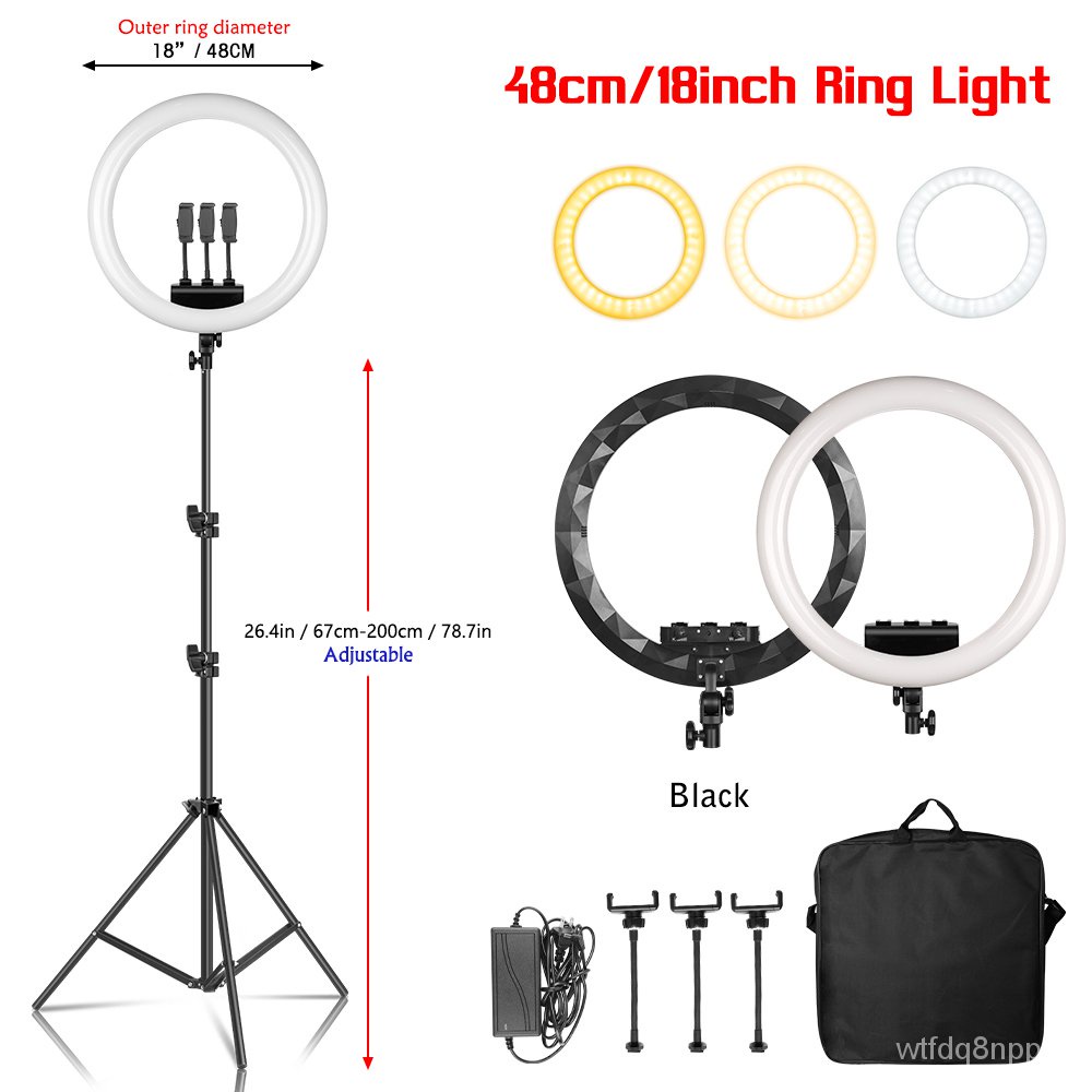 18 Inch UltraThin Ring Light LED Selfie Video Lamp With Tripod Stand ...