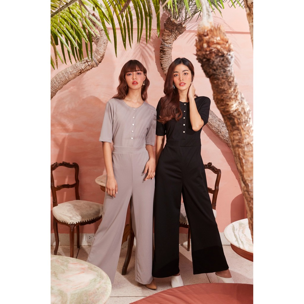 THONGYOY-JS chloe jumpsuits ชุดจั้มสูท จั๊มพ์สูท ชุดหมี ชุดจั๊มสูทสีพื้น ชุดกางเกงขายาว ชุดทำงาน