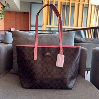 COACH F31974 CITY ZIP TOTE IN SIGNATURE COATED CANVAS