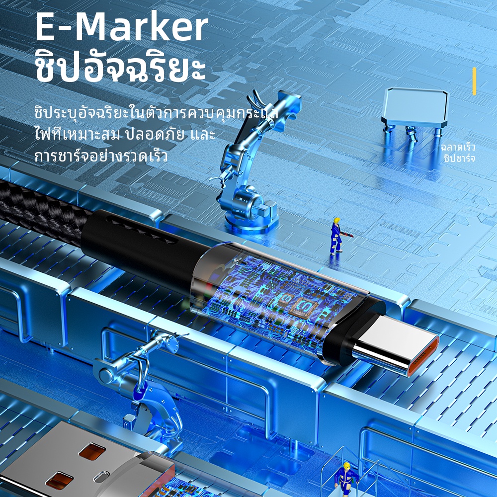Essager 66W 6A สายชาร์จเร็วมาก USB Type C สายชาร์จข้อมูล สําหรับ Huawei OPPO - ภาพย่อย 4