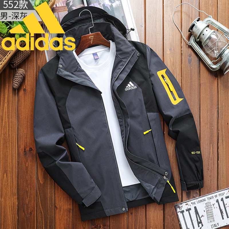 Adidas เสื้อแจ็กเก็ตกันลม มีฮู้ด ระบายอากาศ กันน้ํา ทรงหลวม สําหรับผู้ชาย ไซซ์ L-6XL