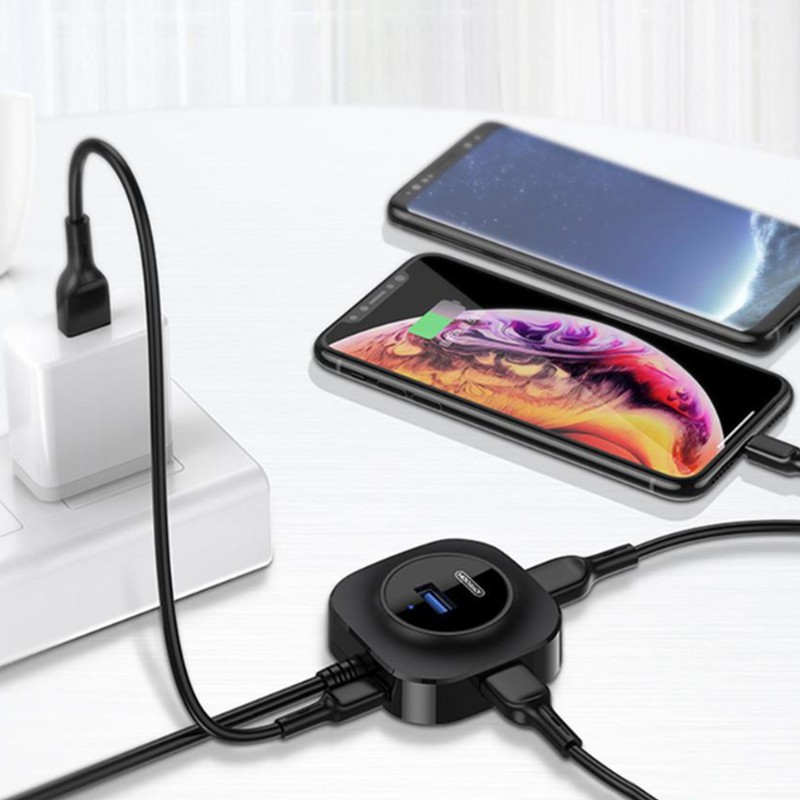 สายชาร์จ Joyroom รุ่น S-M371 4 in 1 USB 3.0 Expanders สายชาร์จหลายรู รองรับ USB 4 port & micro 1 por