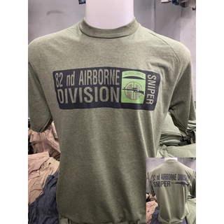 เสื้อยืดทหาร Airborne สไตล์วินเทจ  ทหารอากาศ แนว US Army ตะเข็บเดี่ยวบนล่าง ผ้าบาง 50/50 ผ้านิ่มใส่สบาย