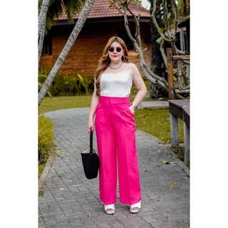 Aกางเกงกระบอกกลางเอวสูงของสาวอวบเอว34-46”ผ้าเปเป้ใส่แล้วพรางหุ่นสุดๆ