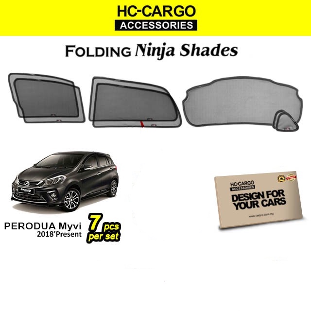 Perodua Myvi 2018 - 2025 G3 Magnetic Ninja Shades Sunshade Myvi ใหม่ (7 ชิ้น) Ninja Sun Shade