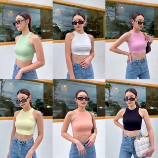 Sia crop top เสื้อกล้ามครอป ทรงเบสิค คอกลม เข้ารูป มี 6 สี ผ้าใส่สบาย