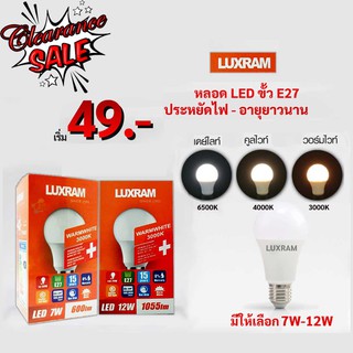 LUXRAM หลอด LED ECOMAX ขั้ว E27 ( 7-12W ) ประหยัดไฟ *ลดล้างสต๊อก *