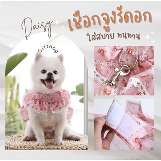 ❤️พร้อมส่ง ❤️เชือกจูง เชือกจูงสุนัข เชือกจูงแมว รุ่น Rose merry มาในแนวหวานๆลายกุหลาบ 🌹