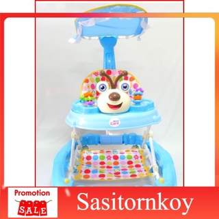 sasitornkoy รถหัดเดินราคาถูก รถหัดเดินเด็กอ่อน สียง มีร่ม ปรับโยกเยกได้ ปรับระดับได้ 5 ระดับ มีผ้ารองเท้า รถหัดเดินวงกลม