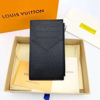 LOUIS VUITTON BLACK LEATHER CARD HOLDER PINCE กระเป๋าใส่นามบัตร แบรนด์หลุยส์วิตตองสีดำ