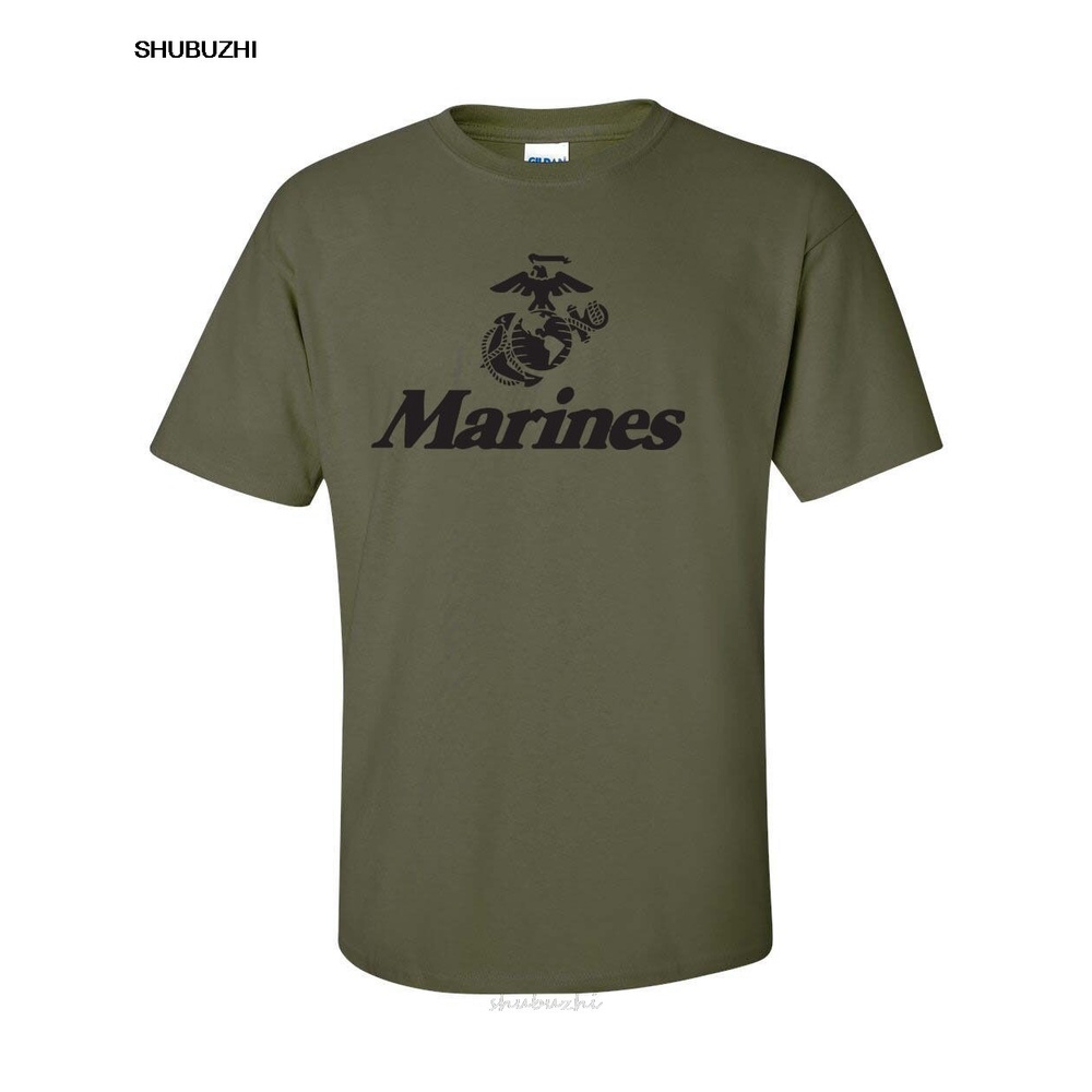 เสื้อยืดผ้าฝ้ายแฟชั่น Marine Corps US United States Marines USMC Military Tee Shirt