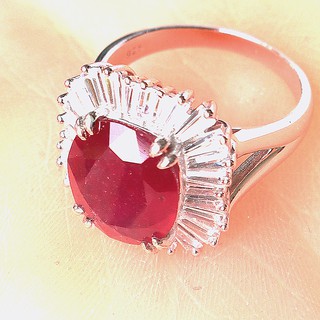 แหวนทับทิมแท้ เงิน 92.5 % ชุบโรเดียม RING RUBY  SILVER 92.5 % Rhodium plating