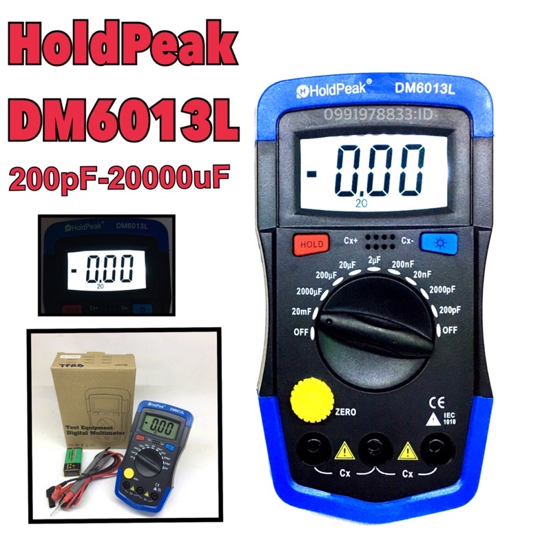 มัลติมิเตอร์ดิจิตอล วัดคาปาซิเตอร์ HoldPeak DM6013L capacitor multimeter digital 200pF-20000pF