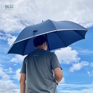 BGG 27" BIG size windproof classic walking umbrella ร่ม ร่มยาว อัตโนมัติเปิด ขนาดใหญ่ ต้านลม ลายริ้ว (WA1044)