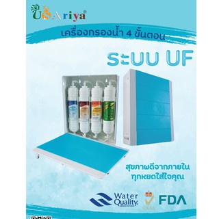 เครื่องกรองน้ำระบบ UF แขวานผนัง USAriya 4ขั้นตอน ไส้กรองคุณภาพจาก เกาหลี กรอลระเอียด 0.01ไมครอน รองจากROไม่ต้องใช้ไฟฟ้า