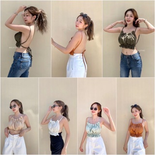 Luna mini top เสื้อสายเดี่ยวผูกหลัง สายเดี่ยวโชว์หลัง เสื้อสายเดี่ยวโชว์หลัง เสื้อครอปสายเดี่ยว เสื้อเปิดหลัง