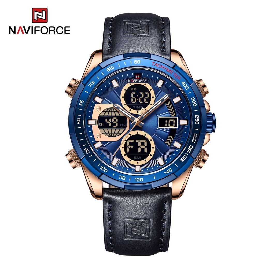 !! ใหม่ล่าสุด !! ส่งจากไทย นาฬิกา Naviforce รุ่น NF9197L 2ระบบ สายหนัง หรูหรา สายหนัง แท้100% รับประ