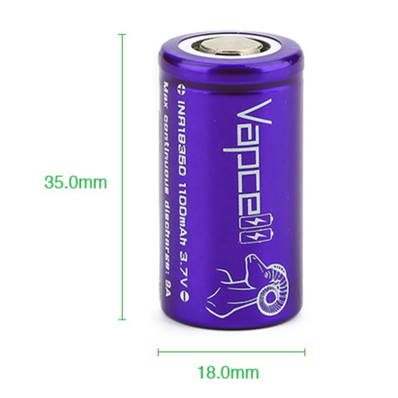 ถ่านชาร์จ Vapcell 18350 3.7V 1000 mAh ของแท้ โค้ดเช็คได้ สามารถออกใบกับภาษีได้