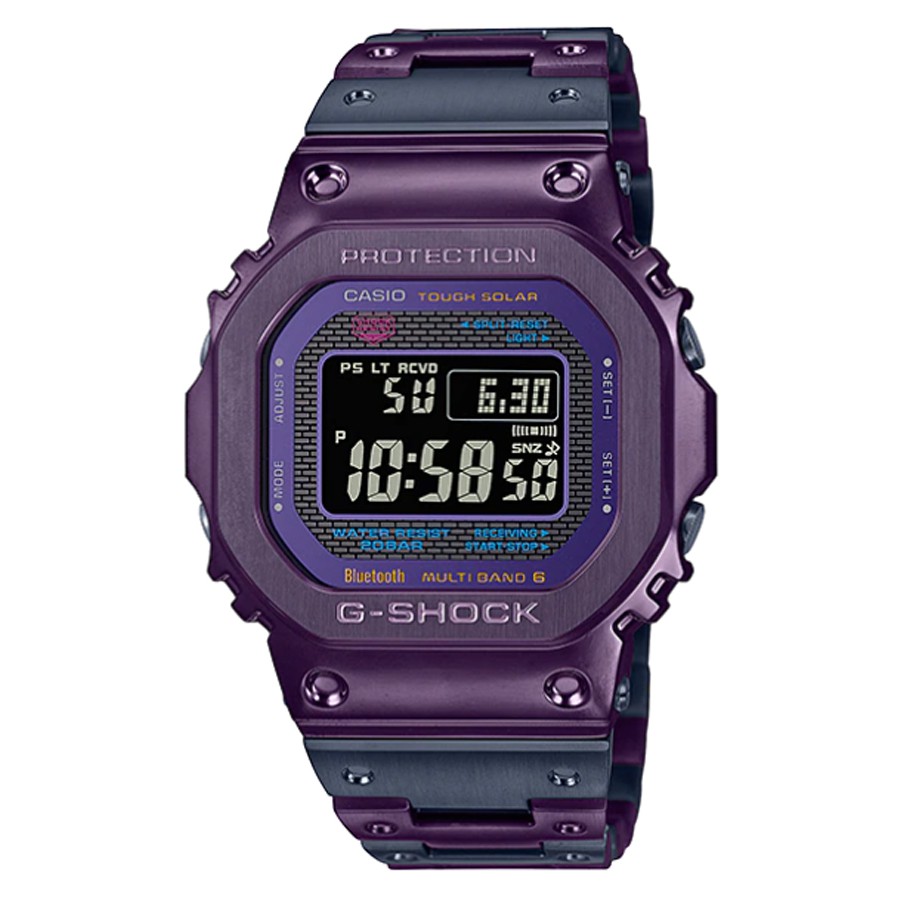 Casio G-Shock นาฬิกาข้อมือผู้ชาย สายสเตนเลสสตีล รุ่น GMW-B5000PB,GMW-B5000PB-6 - สีม่วง