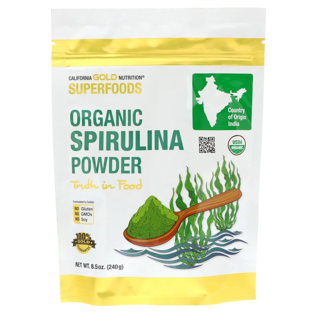 สไปรูลิน่า, สาหร่ายเกลียวทอง ออร์แกนิก, Organic Spirulina Powder 240 กรัม