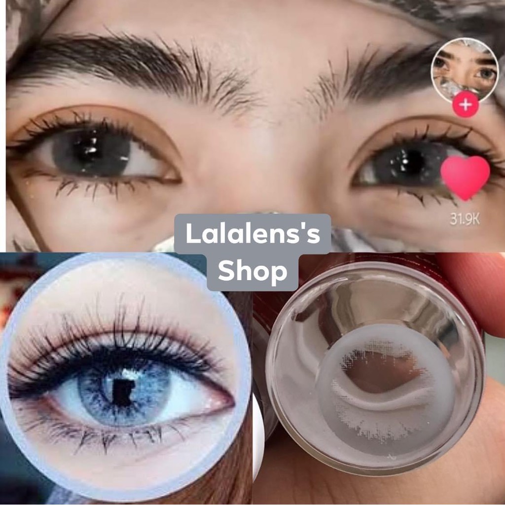 **ส่งของทุกวัน** คอนแทคเลนส์ตาโต บิ๊กอายส์ฝาแดง circle gray