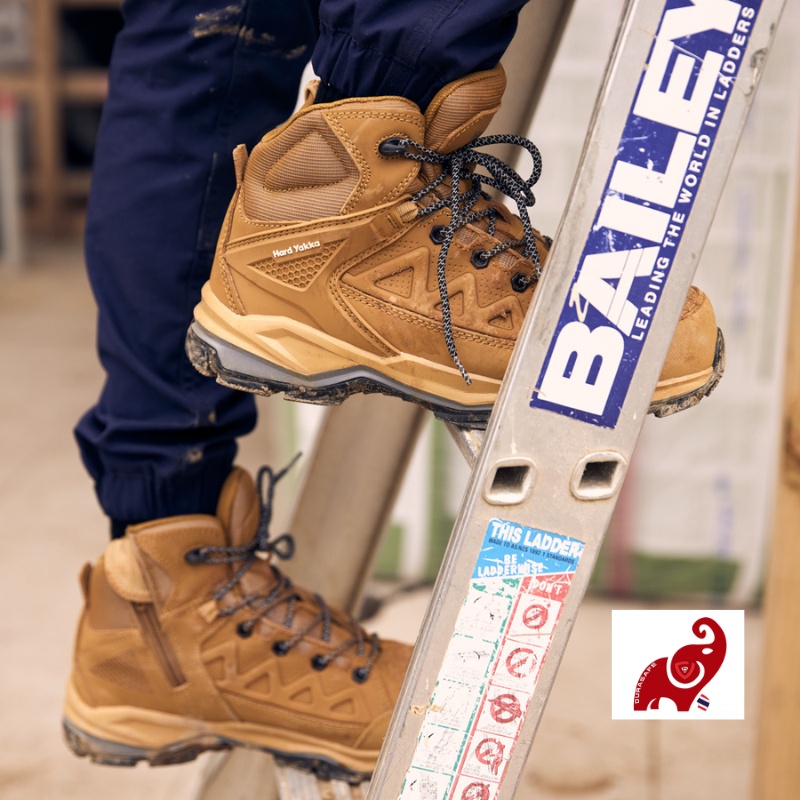 รองเท้าเซฟตี้ HARD YAKKA Y60334 Atomic 7-Inch Hybrid Size-Zip Safety Boot Wheat