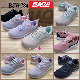 Baoji BJW 784 รองเท้าผ้าใบ (37-41) สีดำ/ครีมเขียว/เทาชมพู/ม่วง ซย