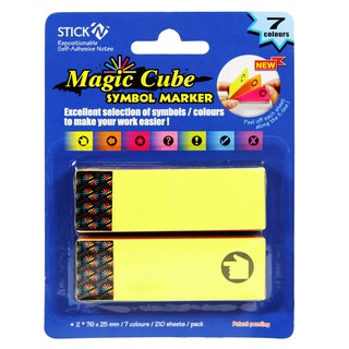 กระดาษโน้ตกาวในตัว ชนิดกาวหัว MAGIC CUBE STICKN #21303 Symbol Marker ขนาด 76 x 25 มม. คละสีนีออน (PC)