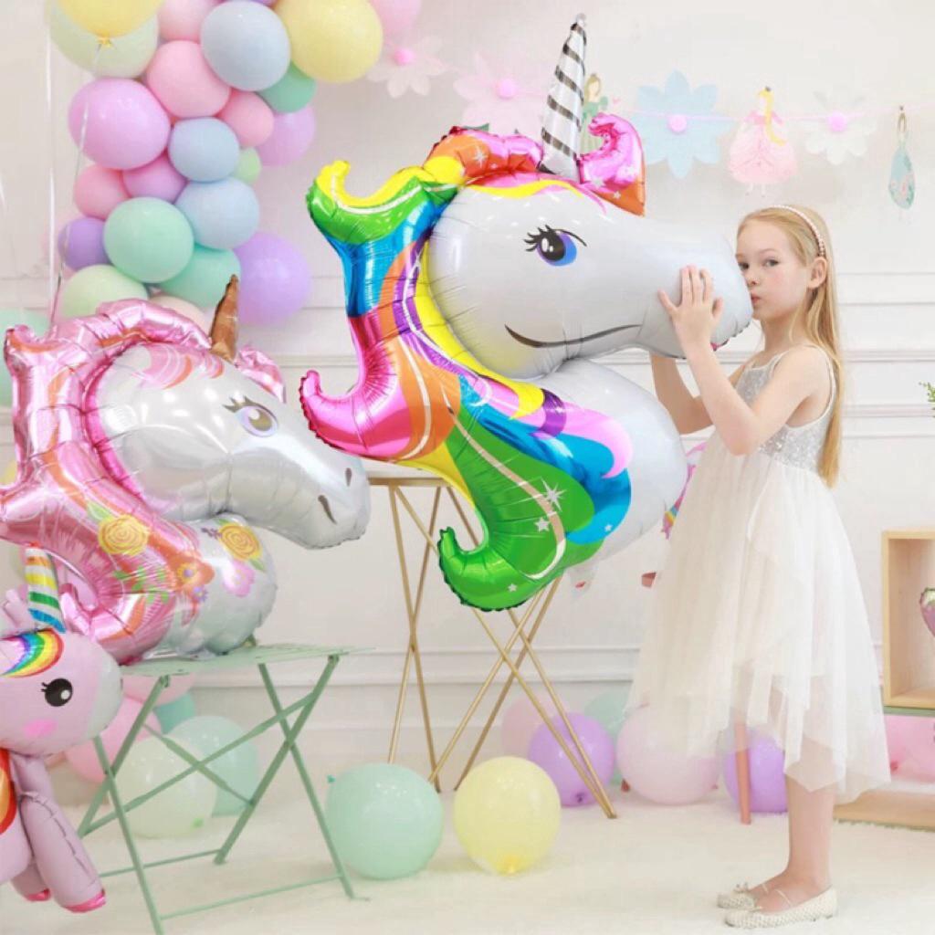 ลูกโป่งฟอยล์รูป unicorn ลูกโป่งยูนิคอร์น &amp; ลูกโป่งรุ้งสีพาสเทล