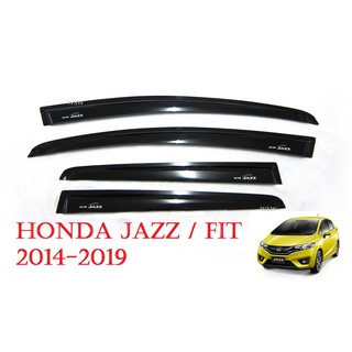 (4ชิ้น) กันสาดประตู รถยนต์ ฮอนด้า แจ๊ส ปี 2014 - 2019 สีดำ HONDA JAZZ Windshield กันสาด กันฝน ของแต่งแจ๊ส AO