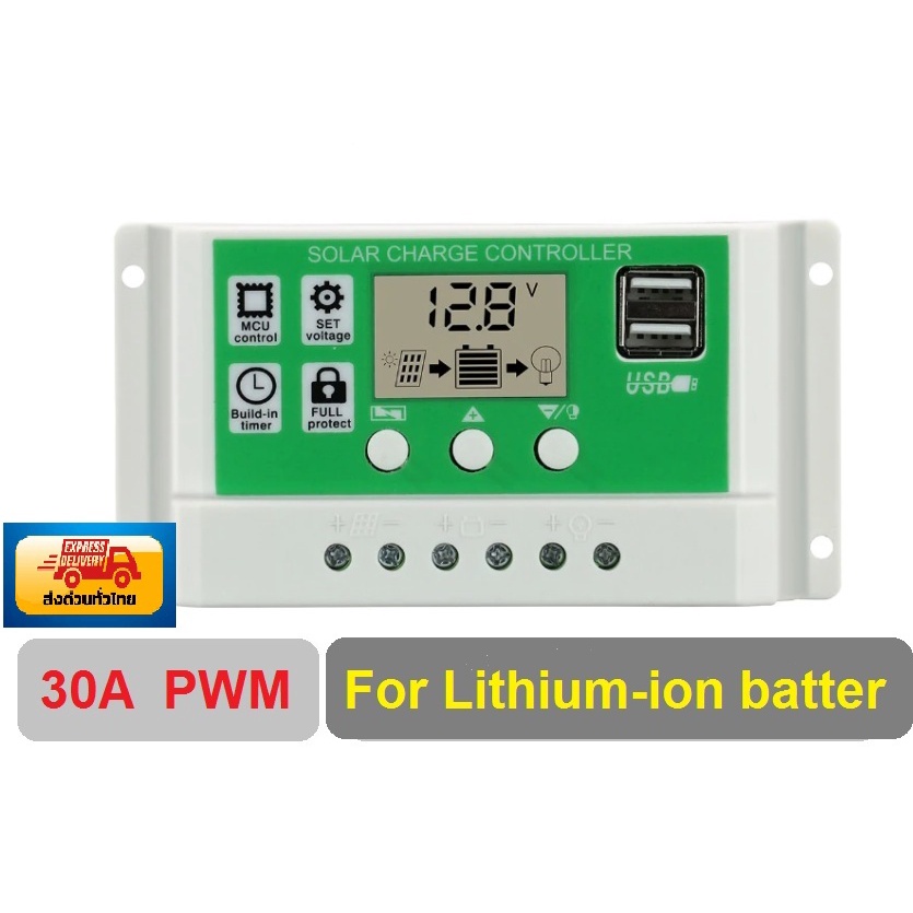 30A Solar charge controller 12V/24V PWM Lithium Battery Lead Acid Battery 12V 24V Auto With Dual USB Solar Regulator New
