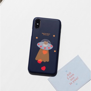 【Korean Phone Case】 🛸Alien Bear🛸 Slim Card Cute Hand Made Unique SAMSUNG Compatible for iPhone 8 xs xr 11pro 11 12 12pro mini Samsung Korea Made