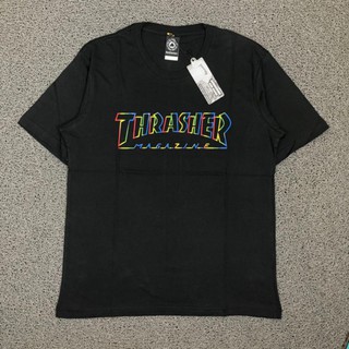 Thrasher MULTICOLOR เสื้อยืด พรีเมี่ยม สีดํา