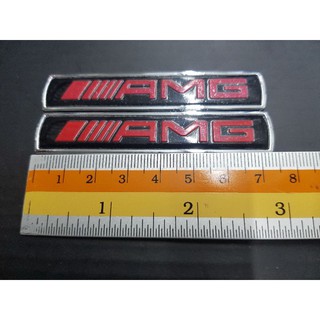 Logo Amg งานเหล็ก ขายเป็นคู่ 7.5cm ดำ แดง