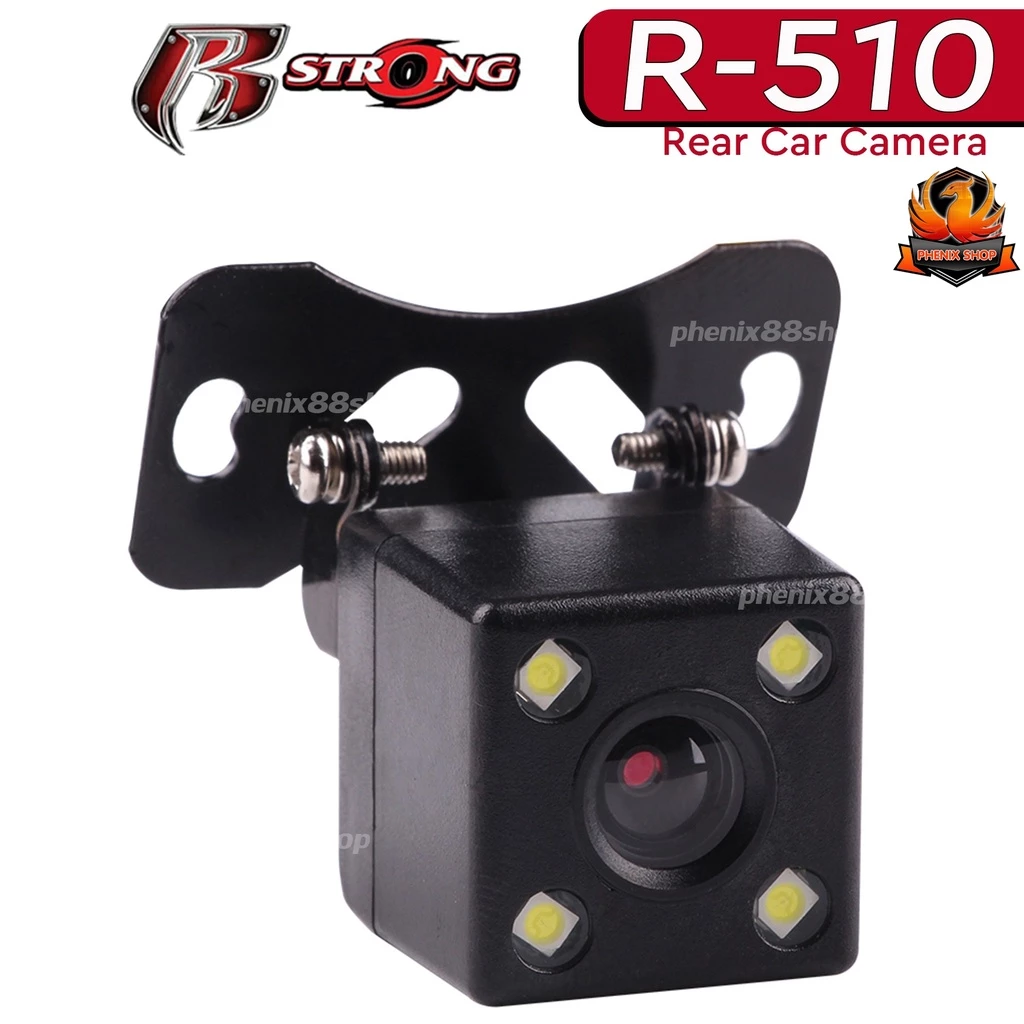 กล้องมองหลัง กล้องถอยหลังติดรถยนต์แบบเจาะ R-STRONG Rear Camera รุ่น R-510 พร้อมไฟLED 4 จุด