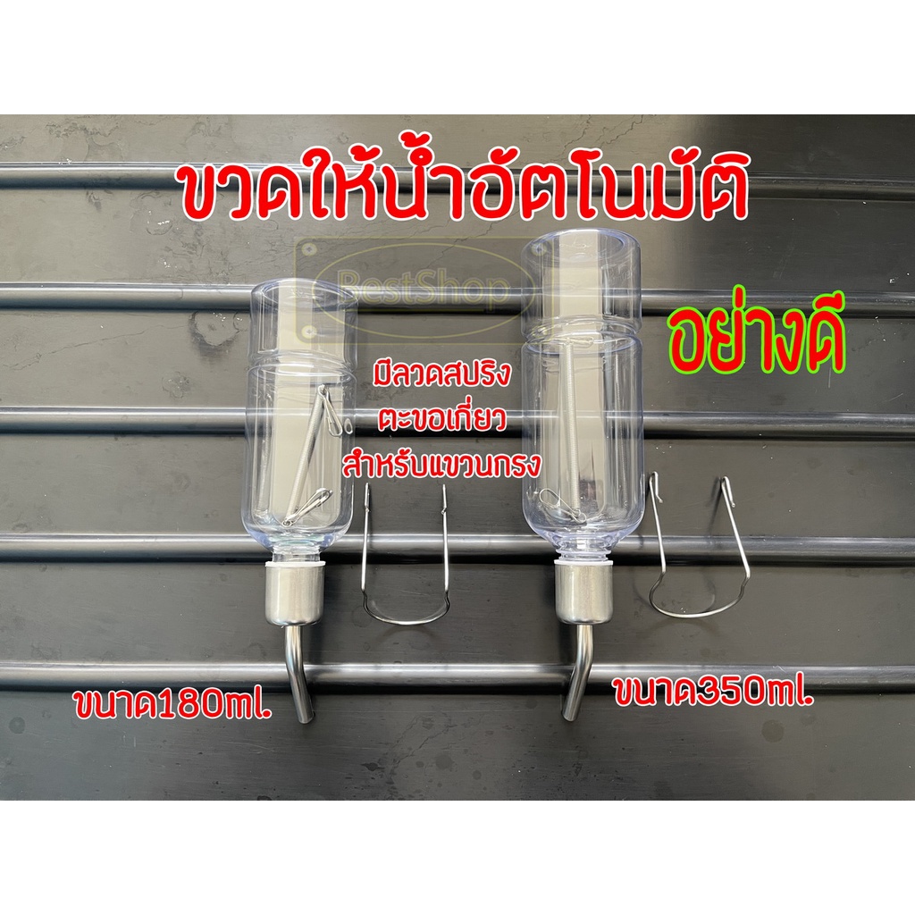 ขวดให้น้ำอัตโนมัติ จุกสแตนเลส ขวดน้ำติดกรง สำหรับ นก หนู ชูก้า