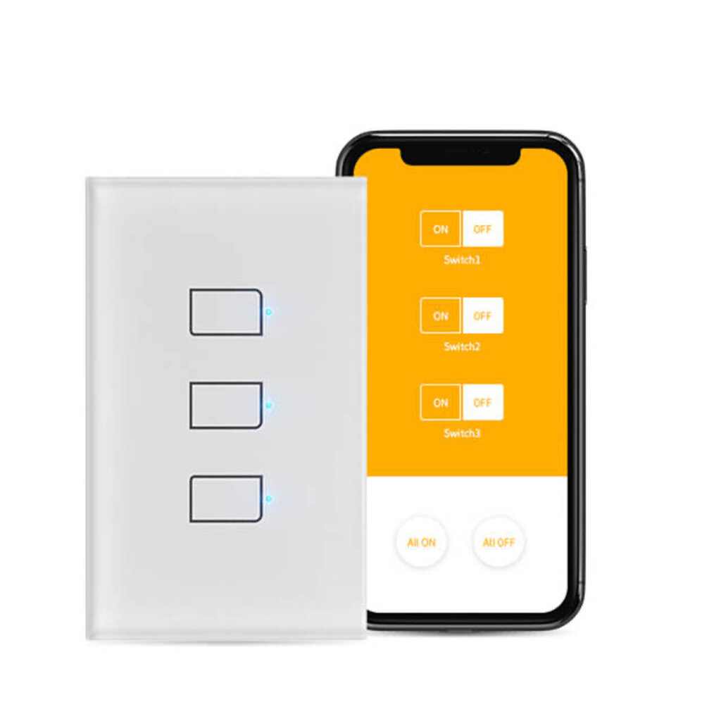 Bestcon (Broadlink) TC2S Smart Wall Switch (3 Gang) แป้นสวิตซ์ไฟ (3 ช่อง) ขนาด 2x4 สั่งงานผ่าน