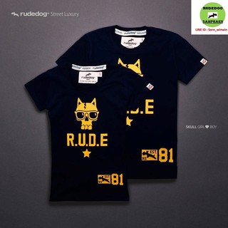 rudedog เสื้อคอกลม ชาย หญิง  รุ่น skullสีกรม