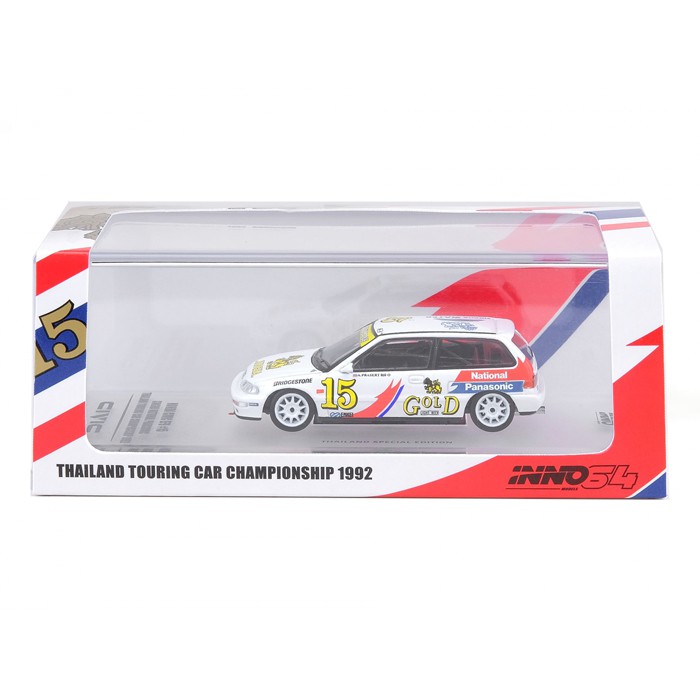 INNO รุ่น INNO64 1/64 THAI EXCLUSIVE - HONDA CIVIC EF9 15 SINGHA NATIONAL PANASONIC TOURING CAR CHAM