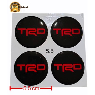 สติกเกอร์ติดดุมล้อ TRD 55 mm เรซิ่นเจล สติกเกอร์ฝาดุม 4 ชิ้น สีแดง ดำ สติ๊กเกอร์แต่งรถ สติ๊กเกอร์