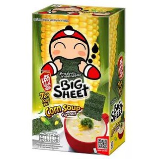 เถ้าแก่น้อย BIG SHEET รสคอร์นซุป ขนาด 3.5กรัม ยกกล่อง 12ซอง สาหร่ายทอดแผ่นใหญ่ CORN SOUP