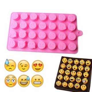 พิมพ์ซิลิโคน Emoji อีโมจิ ไอคอน 28 หลุม 1.2x1.2cm คละสี แม่พิมพ์ซิลิโคน พิมพ์ขนม พิมพ์วุ้น ชอคโกแลต silicone mold