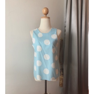 Blue sky polka dot top