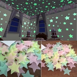 3 ซม.3D ดาวเรืองแสงใน Dark Luminous Fluorescent สติ๊กเกอร์ติดผนัง Luminous Patch เด็กตกแต่งห้องนอน