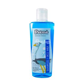 Petme Shampoo Rice Milk แชมพูอาบน้ำสำหรับสุนัข,แมวและแกสบี้ กลิ่นน้ำนมข้าว สูตรน้ำมันนกกระจอกเทศ (250 ml.)