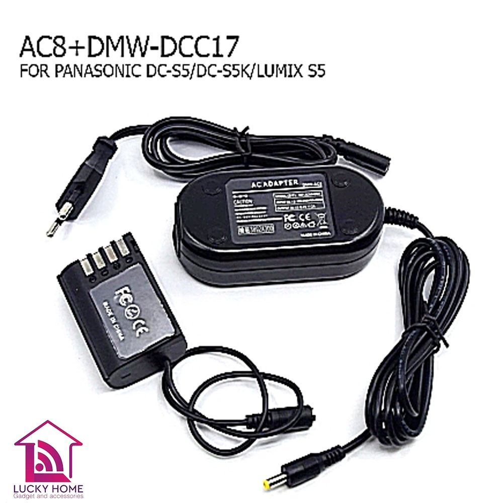 DUMMY BATTERY AC ADAPTER DMW-AC8+DMW-DCC17 DUMMY FOR PANASONIC DC-S5/DC-S5K/LUMIX S5