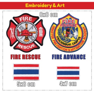 FIRE RESCUE - FIRE ADVANCE - ธงชาติไทย 5x8 / 4x7 อาร์ม โลโก้ แบบตีนตุ๊กแก และ แบบเย็บติด